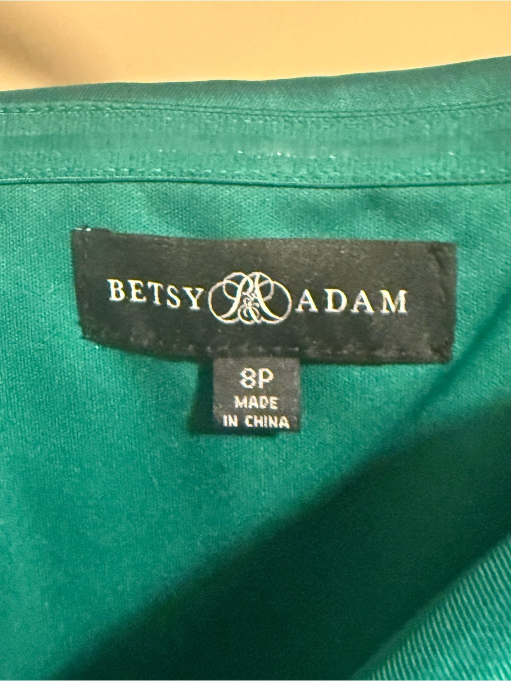 Betsy & Adam Off-Shoulder Emerald Green Column Gown - Picture 10 of 10